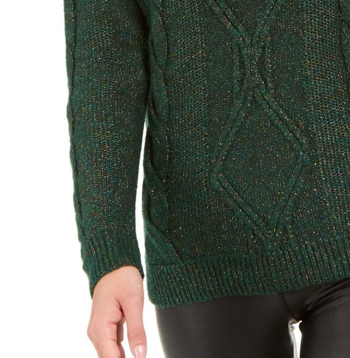 Charter Club Women's Embellished Long Sleeve Off Shoulder Sweater Dark Green Size XX-Large