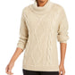 Charter Club Women's Cowl-Neck Cable-Knit Glitter Sweater Natural Size Large