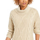 Charter Club Women's Cowl-Neck Cable-Knit Glitter Sweater Natural Size Large