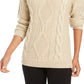 Charter Club Women's Cowl-Neck Cable-Knit Glitter Sweater Natural Size Large