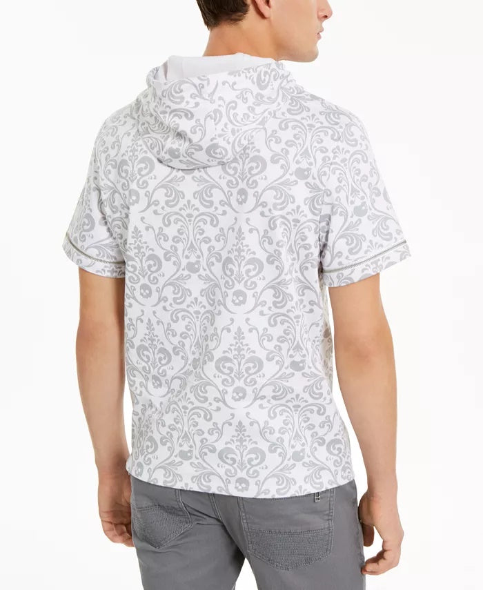 INC International Concepts Men's Regular-Fit Damask-Print Hoodie White Size X-Large
