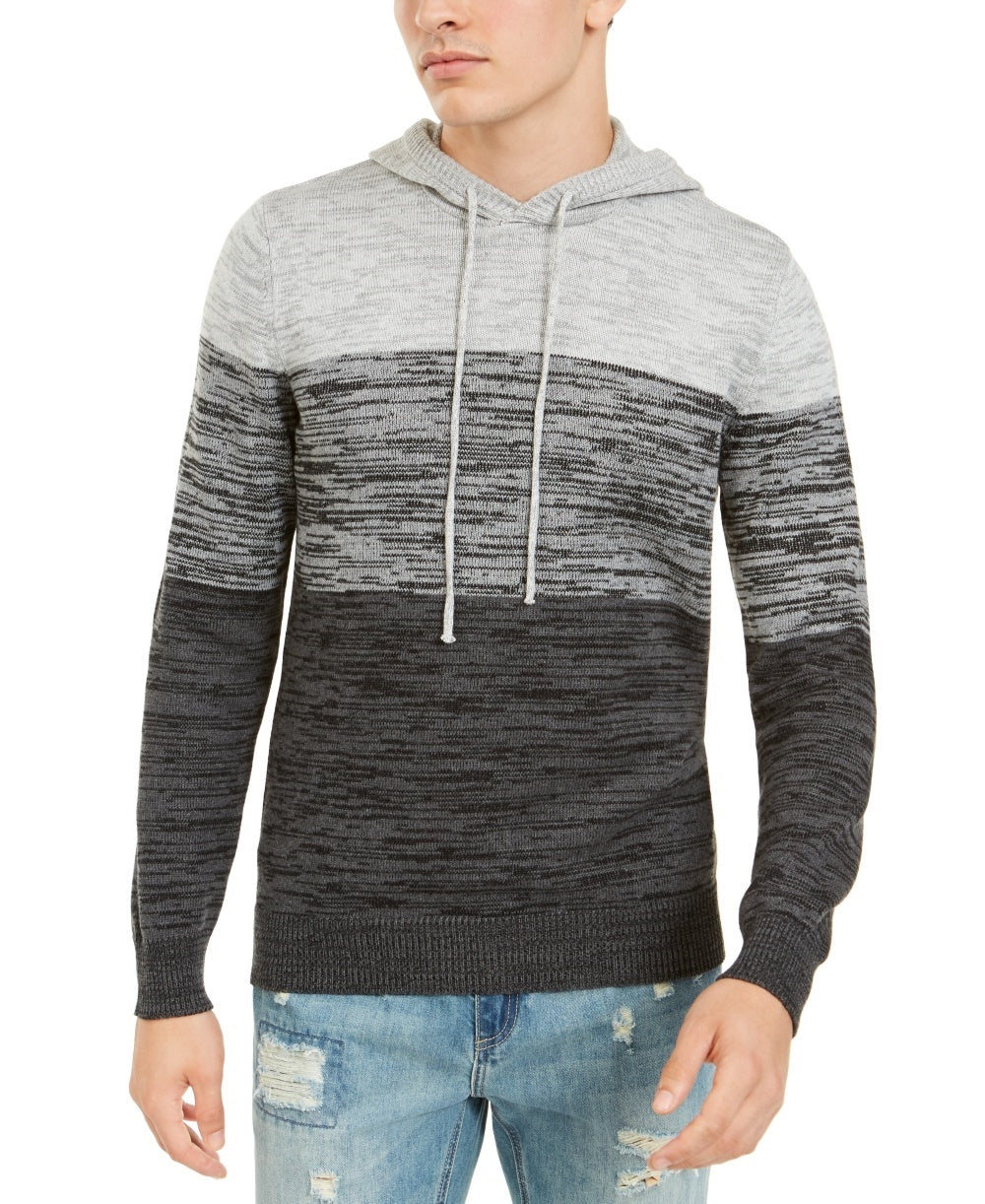 American Rag Men's Sweater Colorblock Space Dye Knit Hoodie Gray Size XX-Large