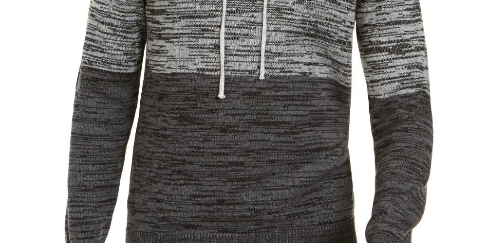 American Rag Men's Sweater Colorblock Space Dye Knit Hoodie Gray Size XX-Large