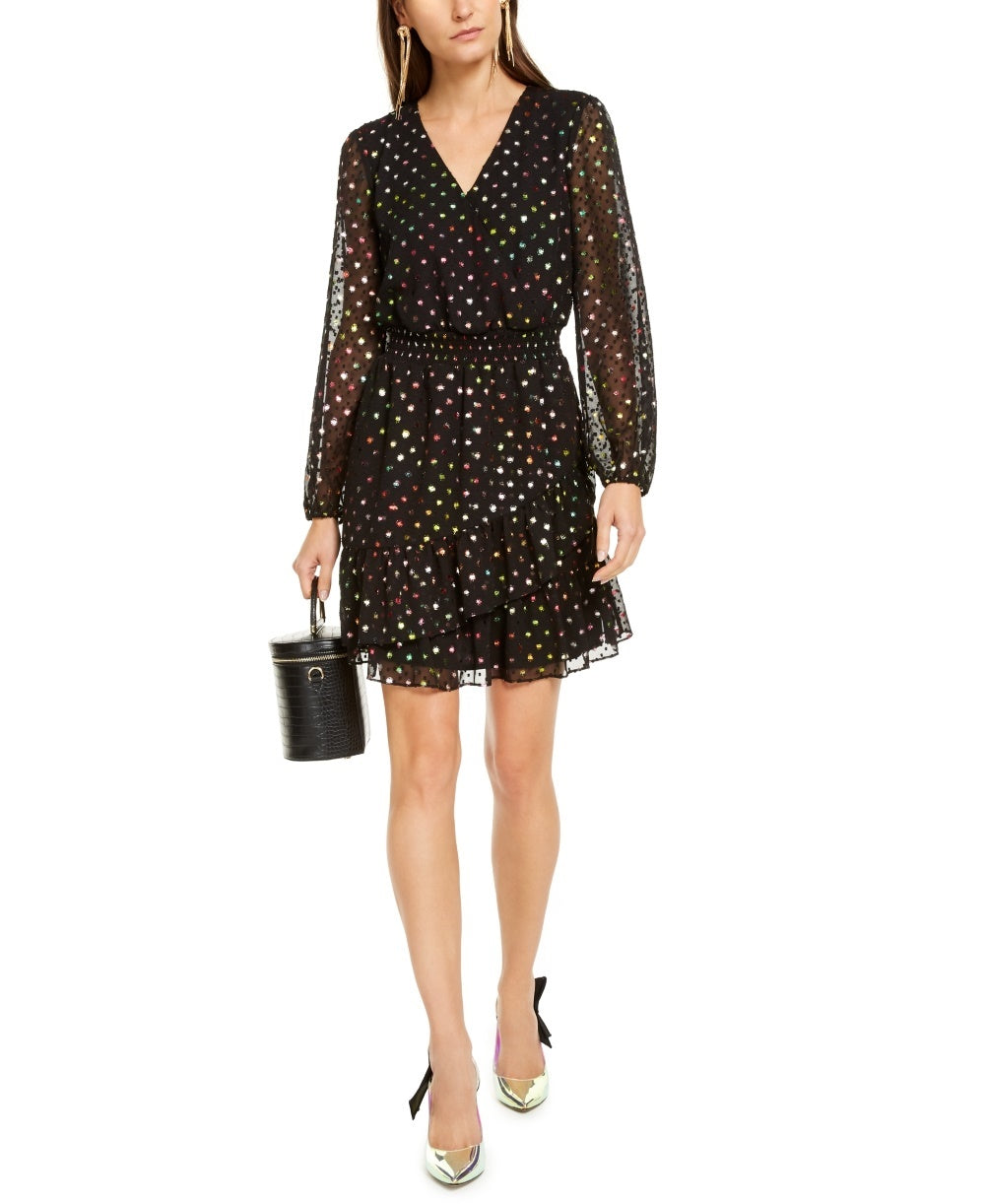 INC International Concepts Women's Rainbow Jacquard Mini Dress Black Size Medium