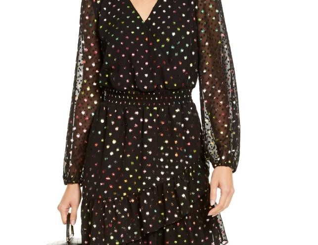 INC International Concepts Women's Rainbow Jacquard Mini Dress Black Size Medium