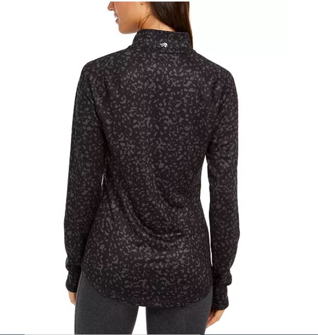 Ideology Women's Printed Quarter Zip Black Size XX-Large