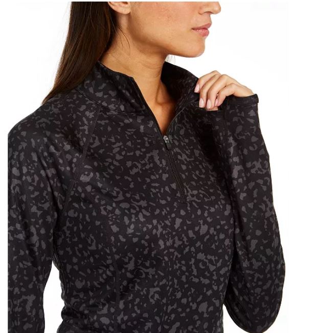Ideology Women's Printed Quarter Zip Black Size XX-Large