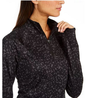 Ideology Women's Printed Quarter Zip Black Size XX-Large