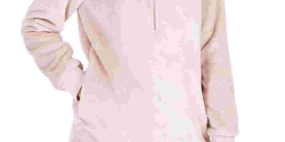 Ideology Women's Faux Fur Quarter Zip Hoodie Pink Size Large