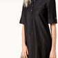 Karen Scott Women's Chambray Shirtdress Black Size Medium