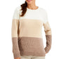 Karen Scott Women's Lucy Colorblocked Chenille Sweater Brown Size Petite Medium