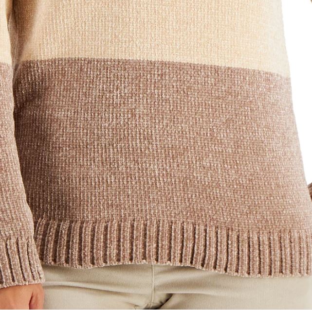 Karen Scott Women's Lucy Colorblocked Chenille Sweater Brown Size Petite Medium