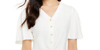 Alfani Women's Flutter Sleeve Top White Size Small