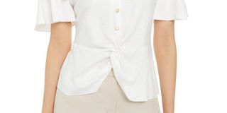 Alfani Women's Flutter Sleeve Top White Size Small
