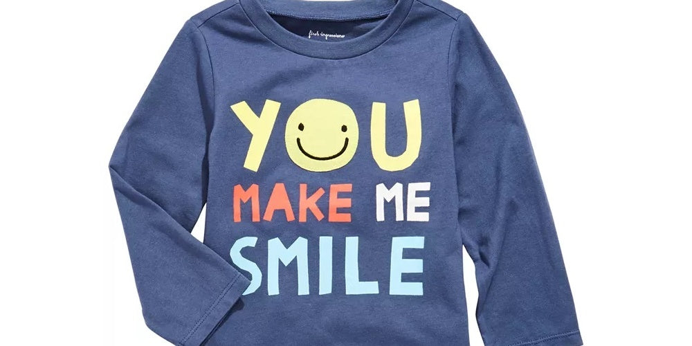 First Impressions Baby Boy's Smile-Print Cotton T-Shirt Blue Size 18 Months