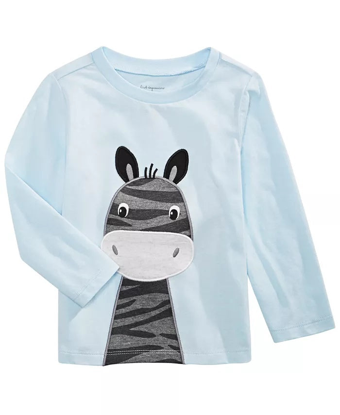 First Impressions Baby Boy's Zebra Print Cotton T-Shirt  Blue Size 12 Months