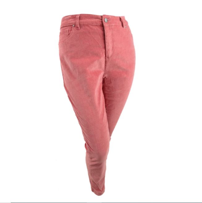 Charter Club Women's Lexington Corduroy Tummy Control Pants Pink Size 16