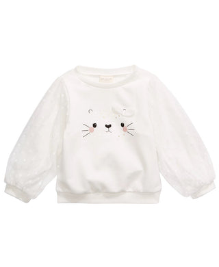 First Impressions Baby Girls Cotton Animal Face Sweatshirt White Size 6-9M