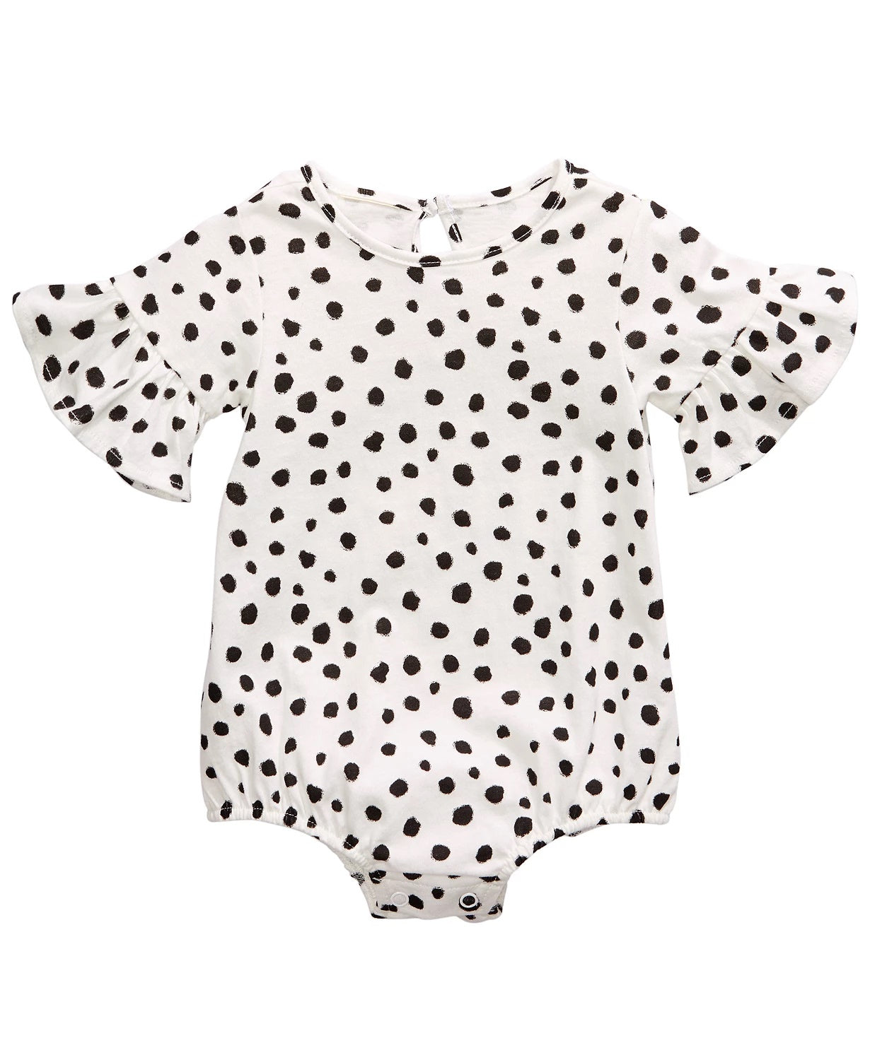 First Impressions Baby Girls Cheetah-Print Bell-Sleeve Cotton Bodysuit White Size 18M