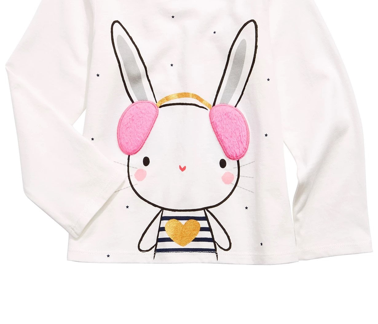 First Impressions Baby Girls Bunny-Print T-Shirt With Faux-Sherpa Trim White Size 18M