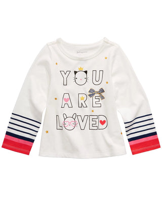 First Impressions Baby Girls Cotton Long-Sleeve Graphic-Print T-Shirt White Size 12M