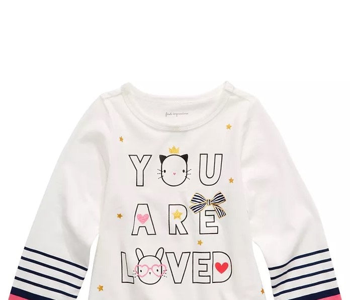 First Impressions Baby Girls Cotton Long-Sleeve Graphic-Print T-Shirt White Size 12M