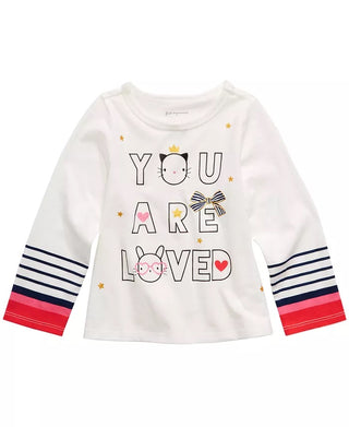 First Impressions Toddler Girls Cotton Long-Sleeve Graphic-Print T-Shirt White Size 2T