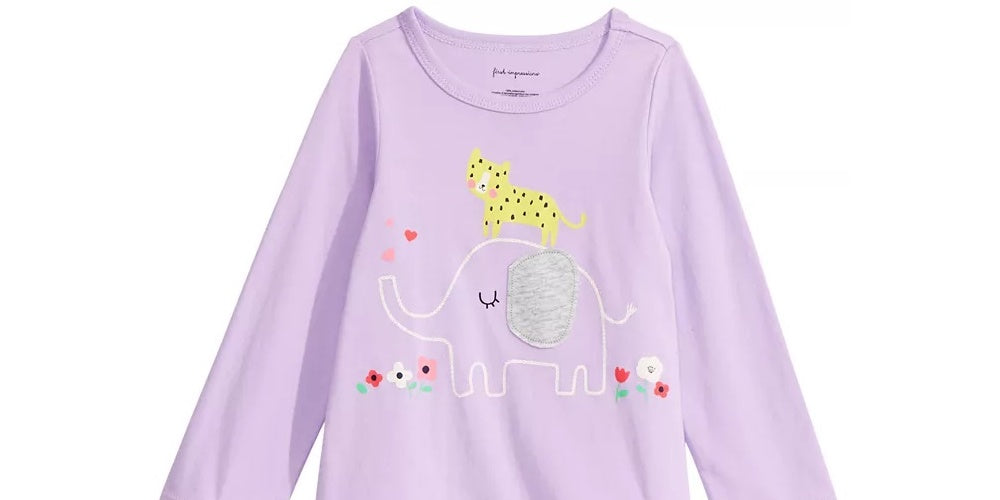 First Impressions Toddler Girl's Long Sleeve Elephant T-Shirt Purple Size 3T