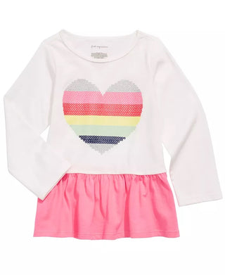 First Impressions Baby Girl's Cotton Rainbow Heart Peplum T-Shirt White Size 18 Months