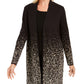 JM Collection Women's Ombre Jacquard Coatigan  Black Size Petite Medium
