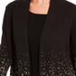 JM Collection Women's Ombre Jacquard Coatigan  Black Size Petite Medium