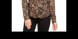 Alfani Women's Printed Twist-Front Blouse Black Size Small