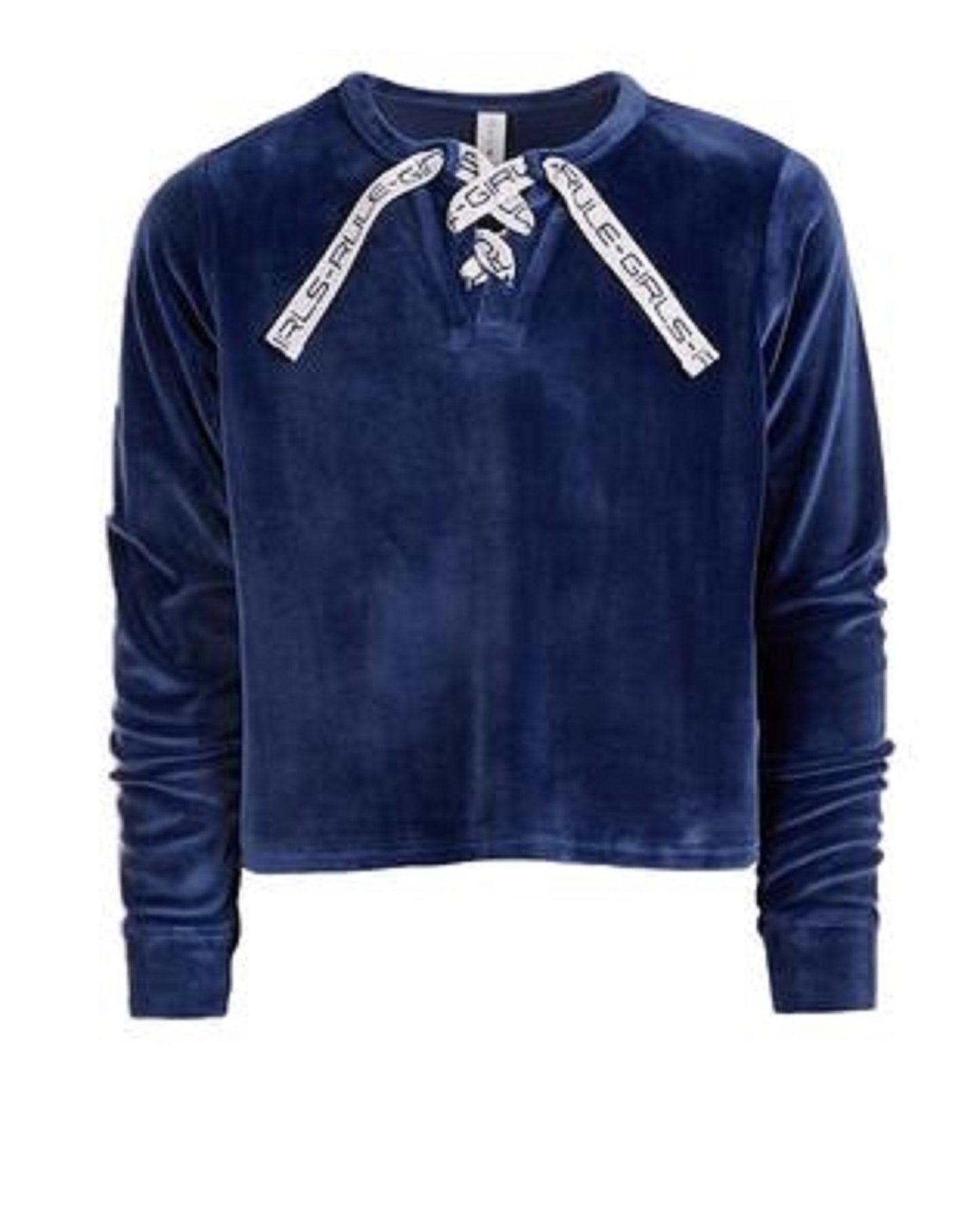 Ideology Big Girls Lace-Up Velour Sweatshirt Dark Blue Size Small