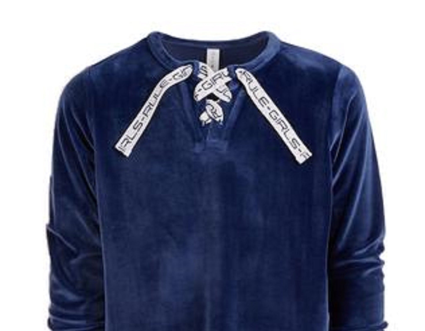 Ideology Big Girls Lace-Up Velour Sweatshirt Dark Blue Size Small