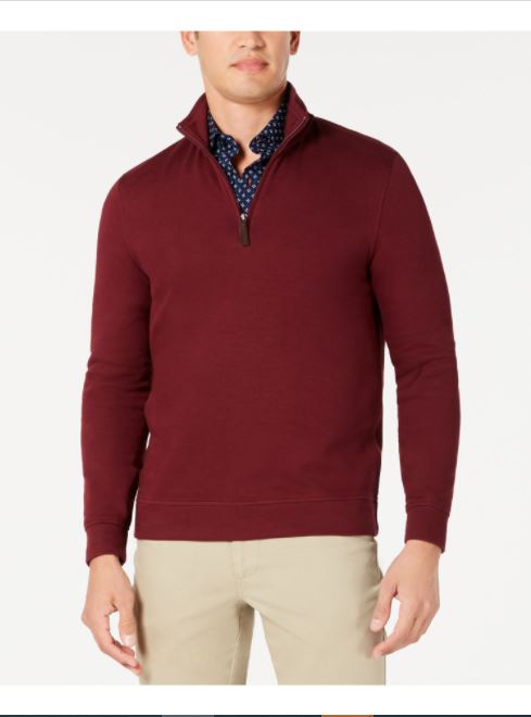 Tasso Elba Men's 1/4 Zip Sweater Wine Size X-Large