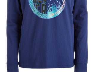 Ideology Big Boy's Graphic Print Hooded T Shirt Blue Size Large