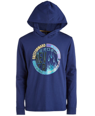 Ideology Big Boy's Graphic Print Hooded T Shirt Blue Size Small