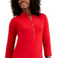 Charter Club Women's Knit Polo Shirt Red - Size Small
