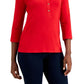 Charter Club Women's Knit Polo Shirt Red - Size Small