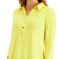 Charter Club Women's Knit Polo Shirt Gold Size Large