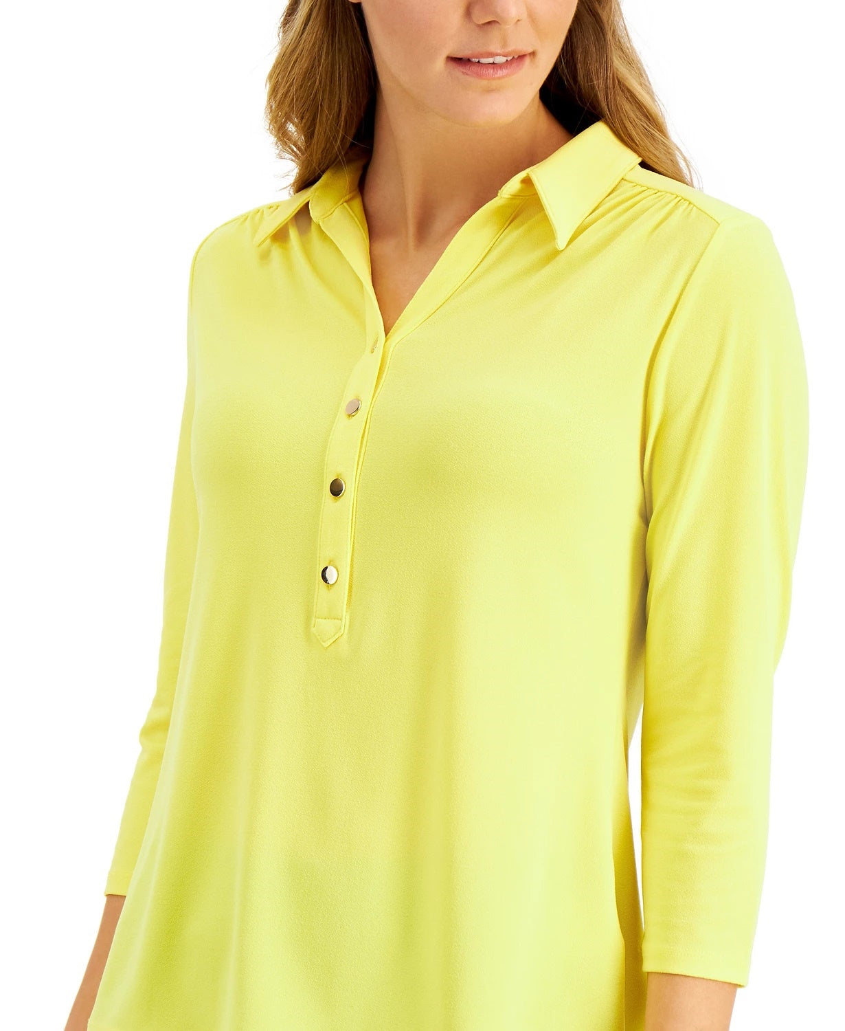 Charter Club Women's Knit Polo Shirt Gold Size Large