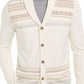 Tasso Elba Men's Geo-Stripe Intarsia-Knit Cardigan White Size Extra Large