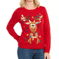 Karen Scott Women's Sequined Tangled Reindeer Sweater Bright Red Size Large