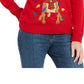 Karen Scott Women's Sequined Tangled Reindeer Sweater Bright Red Size Large