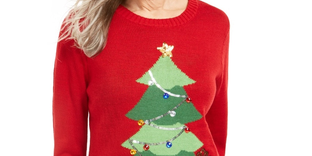 Karen Scott Women's Midnight Presents Sweater Red Size Large