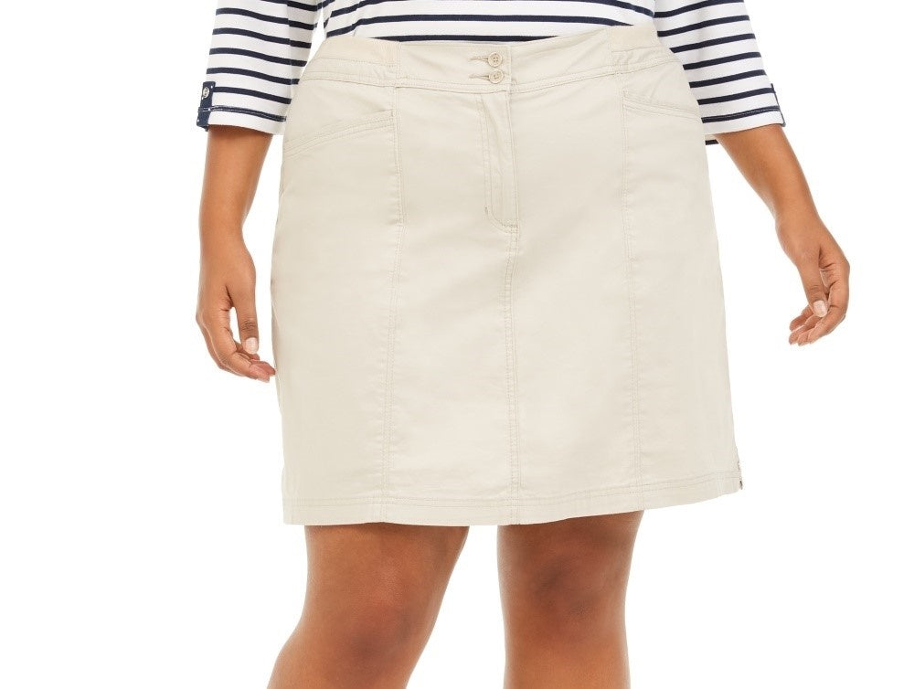 Karen Scott Women's Plus Size Knit-Waistband Skort Beige Size 16W