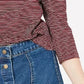 Maison Jules Women's Striped 3/4-Sleeve Shirt Wine Size Medium