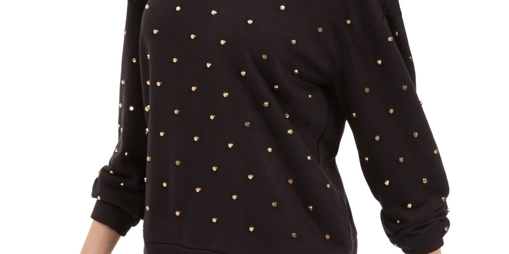 INC International Concepts Women's Studded Sweatshirt Black Size X-Small