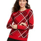 Charter Club Women's Plaid Crewneck Family Sweater Red Size Small