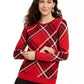 Charter Club Women's Plaid Crewneck Family Sweater Red Size X-Small